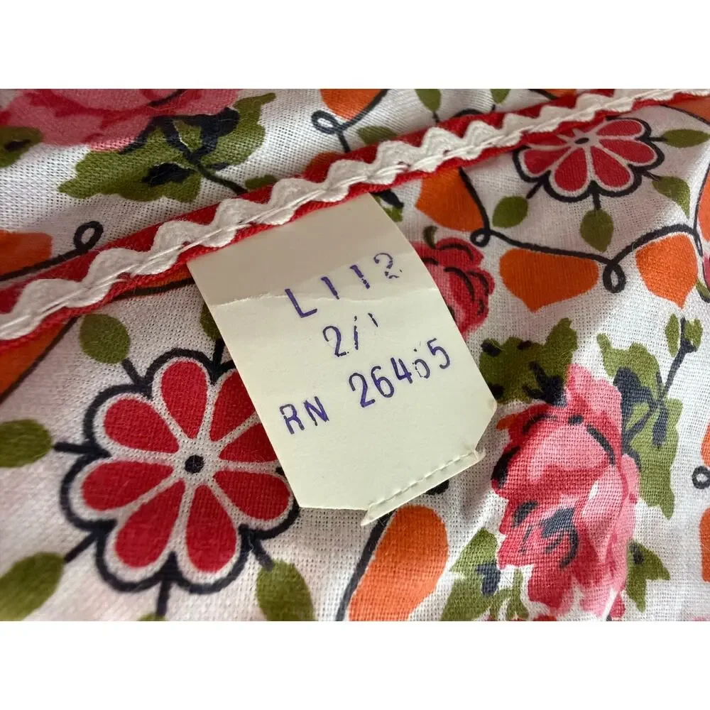 Lot of 2 Vintage Deadstock Floral Half Aprons Pink Red Rose Novelty RN 26465